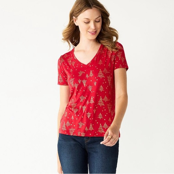 Celebrate Together Tops - Women's Celebrate Together Short Sleeve V-Neck Christmas Tee